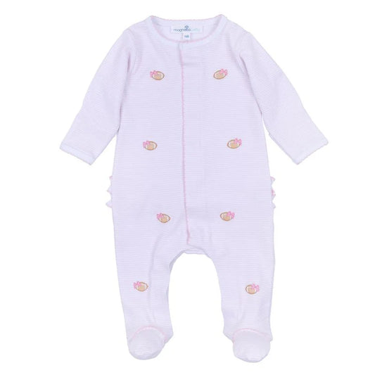 Touchdown Cutie Embroidered Ruffle Footie - Pink