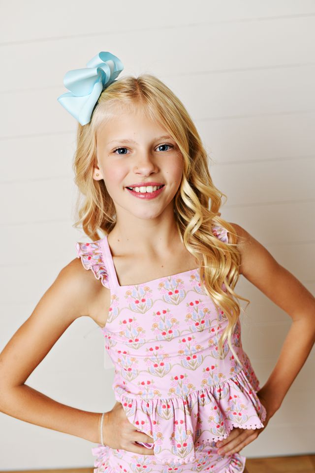 2Pc Pink Tunic Swimsuit