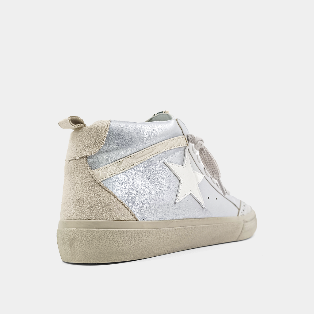 Paulina Kids White Silver High Top