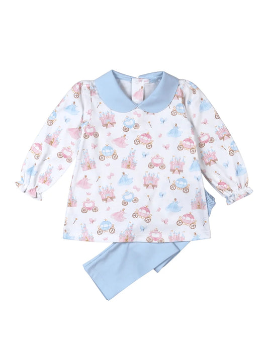Princess and Castles Floral Pima Collar Top Set