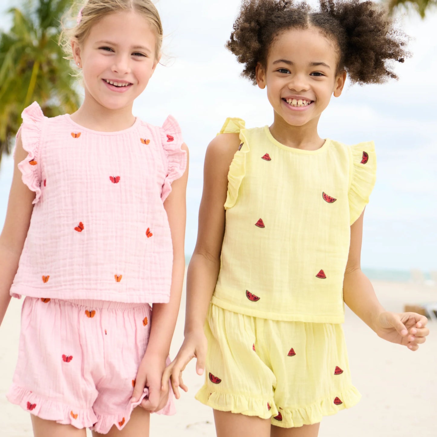 Girls Roey 2-PC Set- Butterfly Embroidery