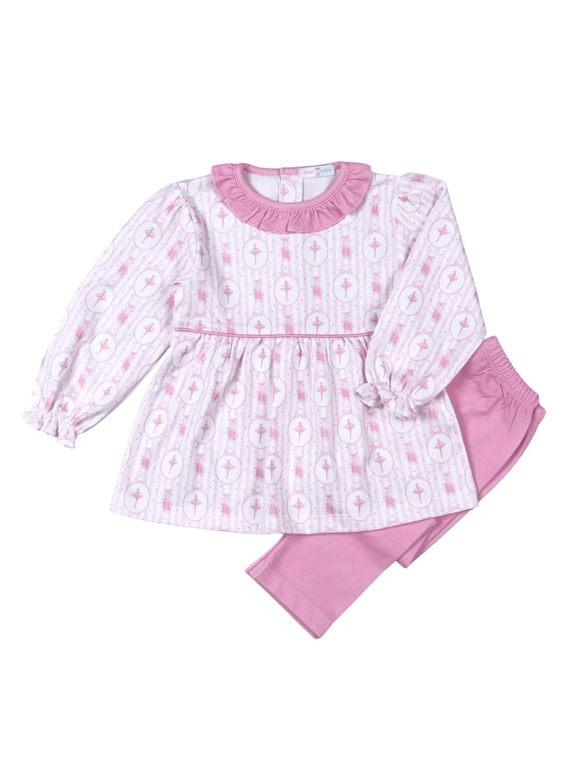 Pink Ballerina Pima Scalop Collar Top Set