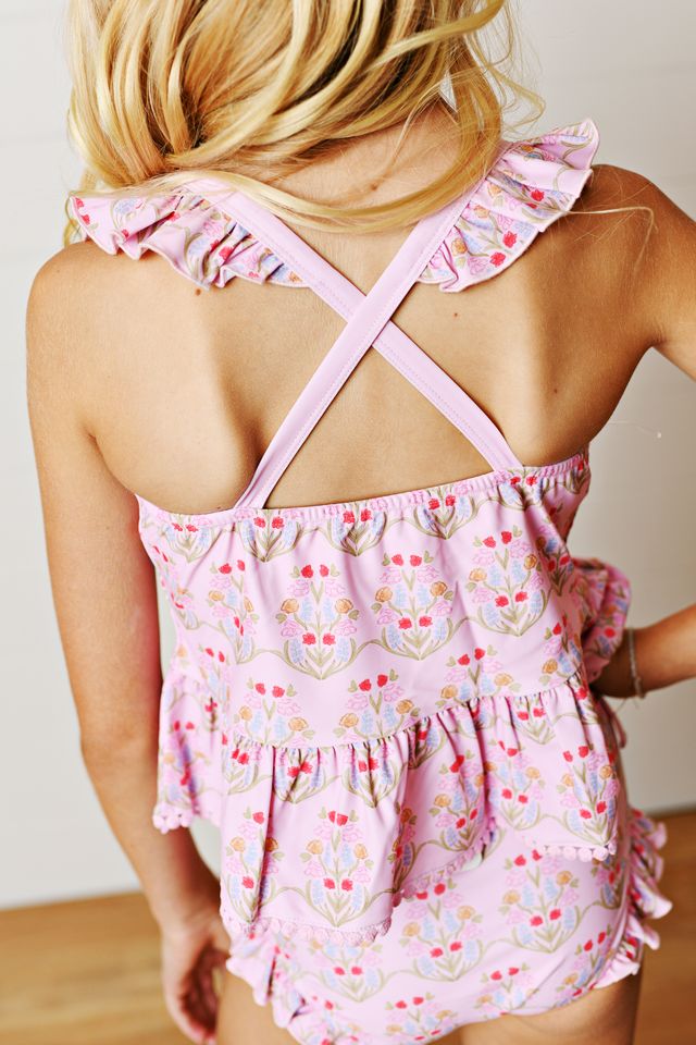 2Pc Pink Tunic Swimsuit