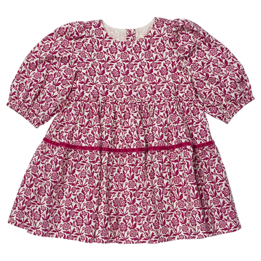 Maribelle Dress- Burgundy Climbing Floral