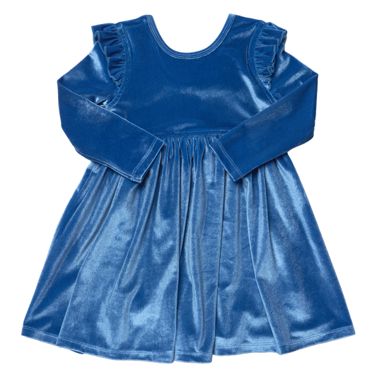 Natalie Dress- Bright Blue Velour