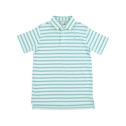 Prim & Proper Polo - Turks Teal Stripe