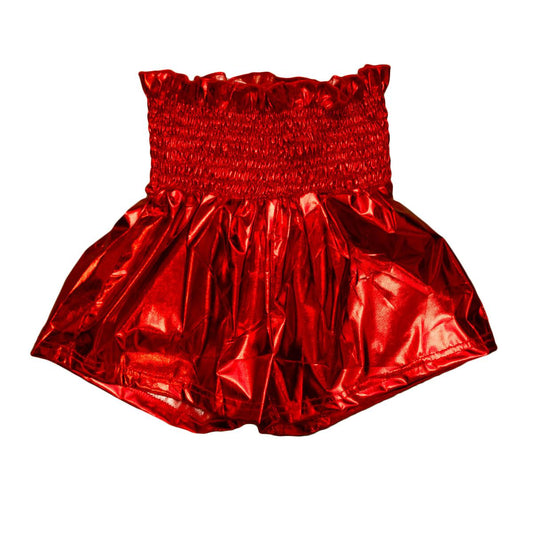 Red Metallic Swing Shorts