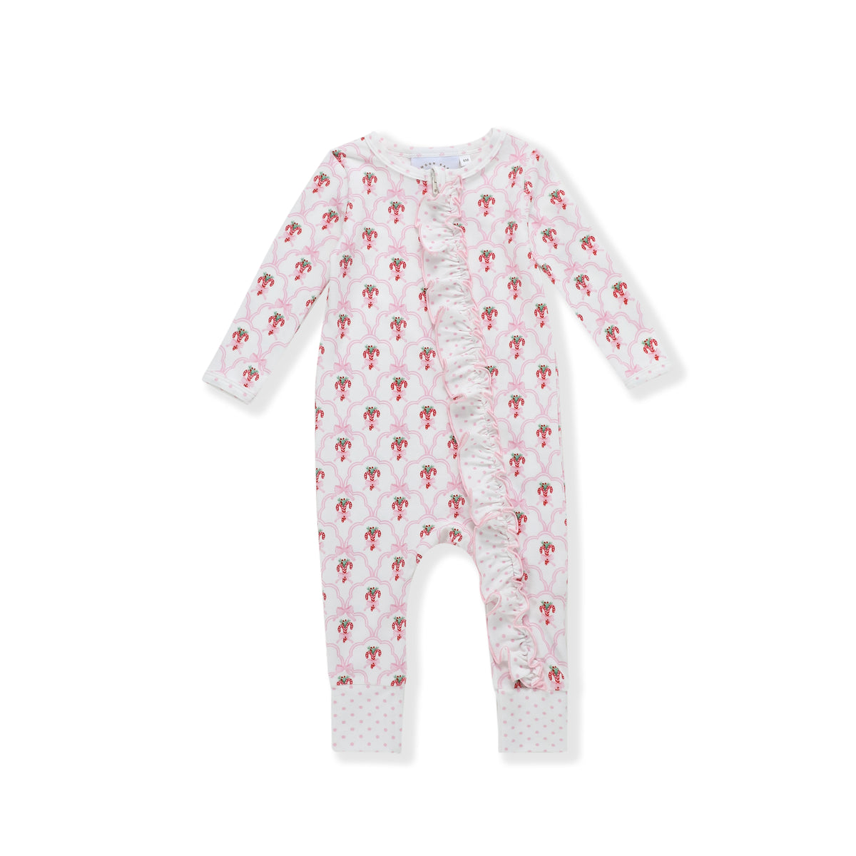 Scalloped Candy Cane Zip Up Layette