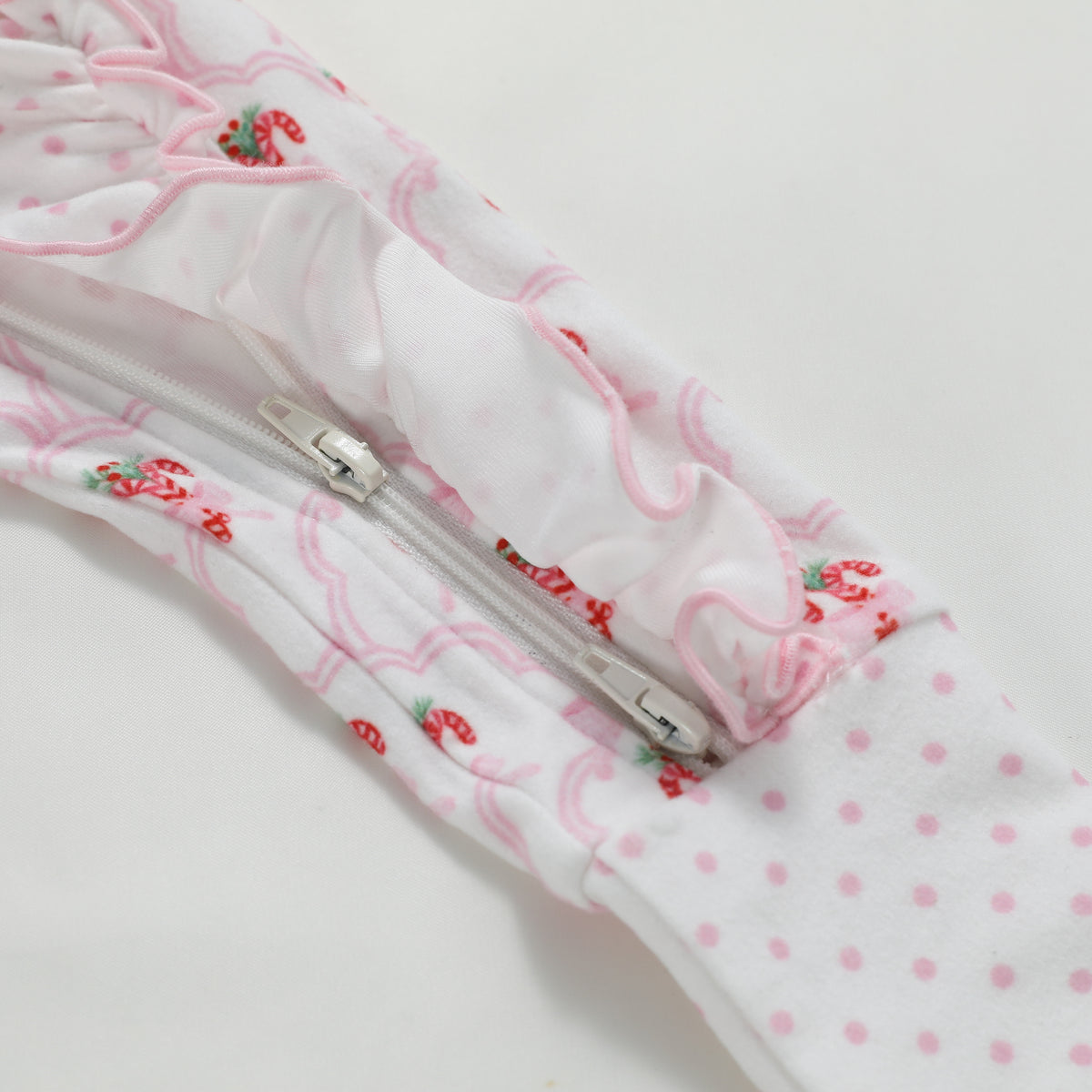 Scalloped Candy Cane Zip Up Layette