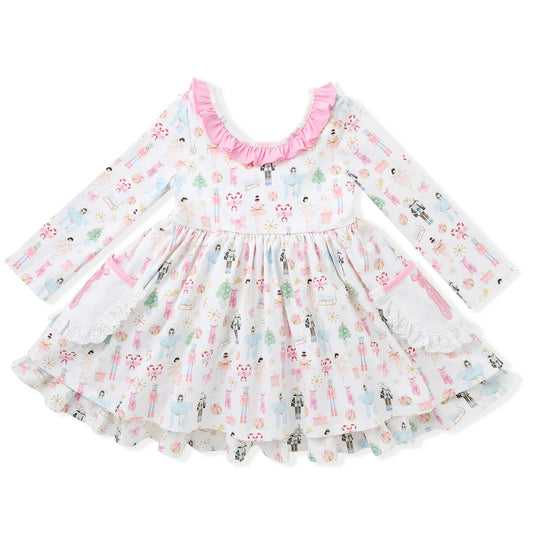Holiday Nutcracker Embroidery Pocket Dress