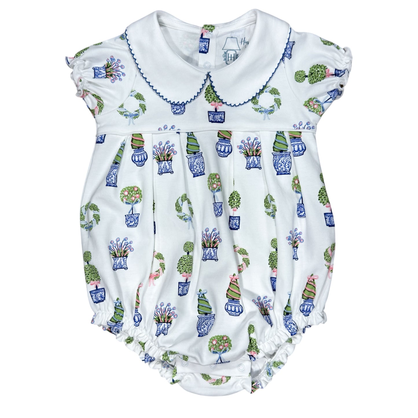 Girls SS Pleated Bubble - Spring Topiaries