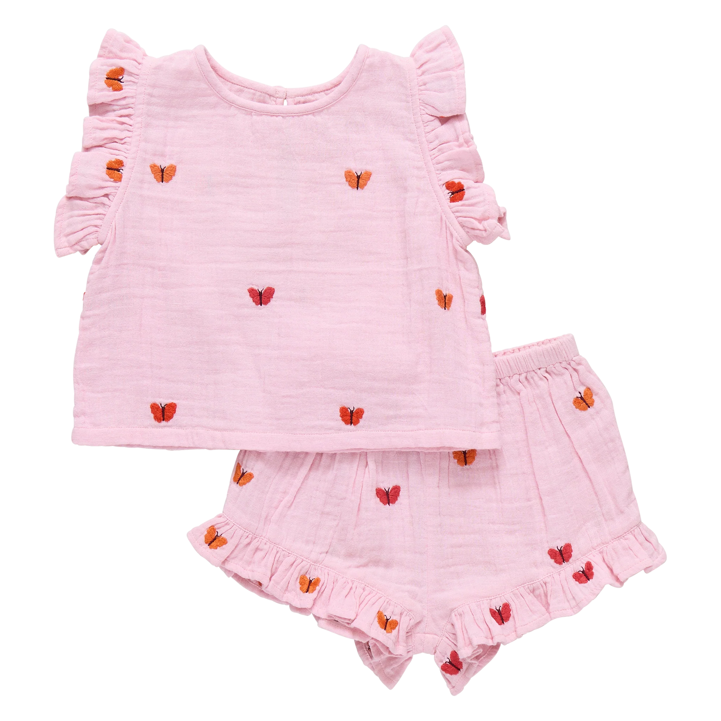 Girls Roey 2-PC Set- Butterfly Embroidery