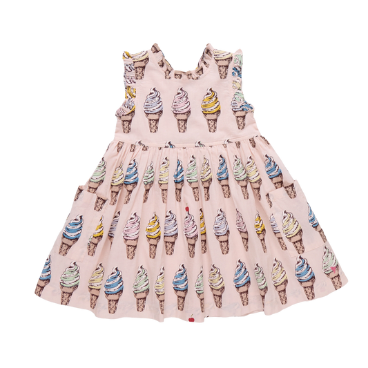 Girls Alyssa Dress- Pink Soft Serve
