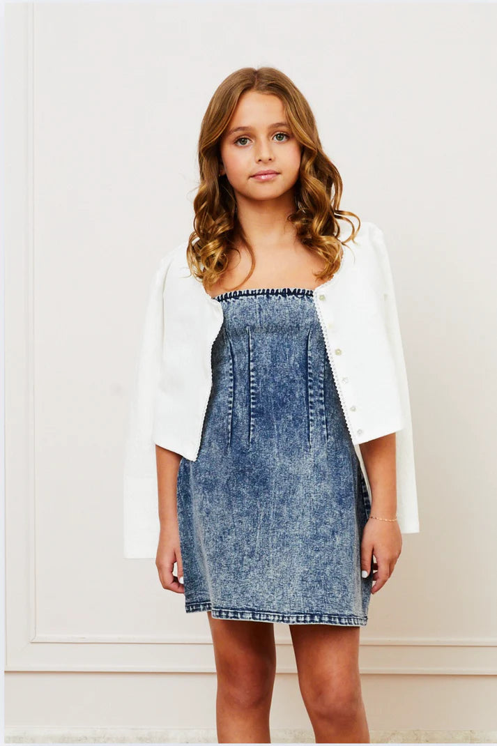 Tali Puff Heart Cardigan - White