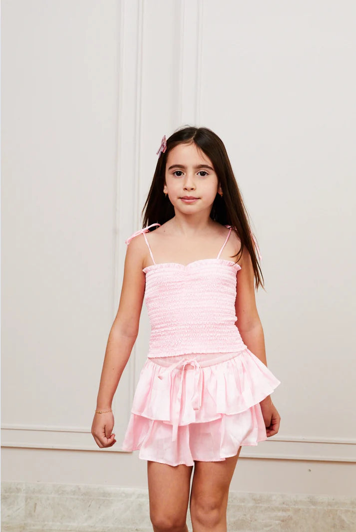 Willow Satin Pale Pink Skort