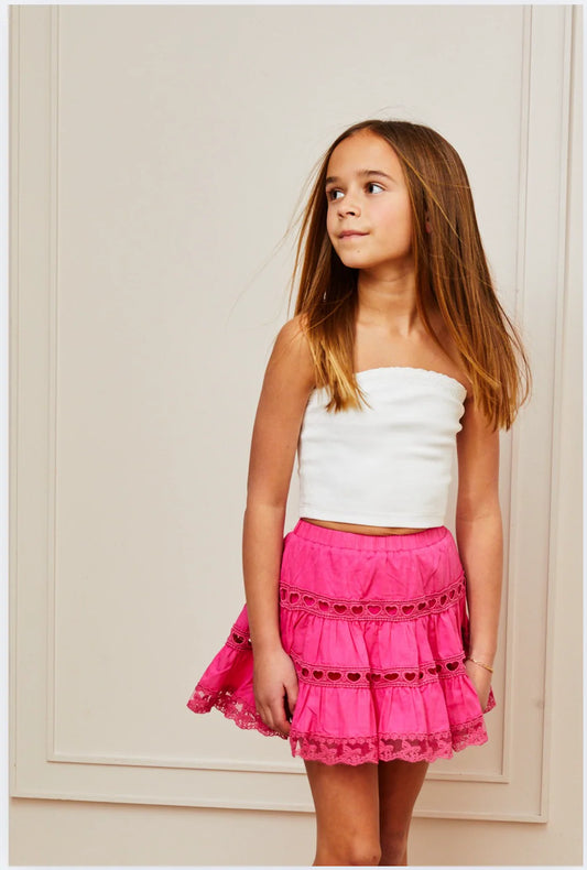 Sofia Heart Bow Lace Mini - Rasberry