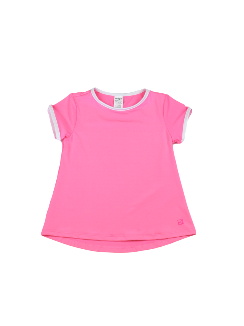 Bridget Basic T - Flaming Pink/White