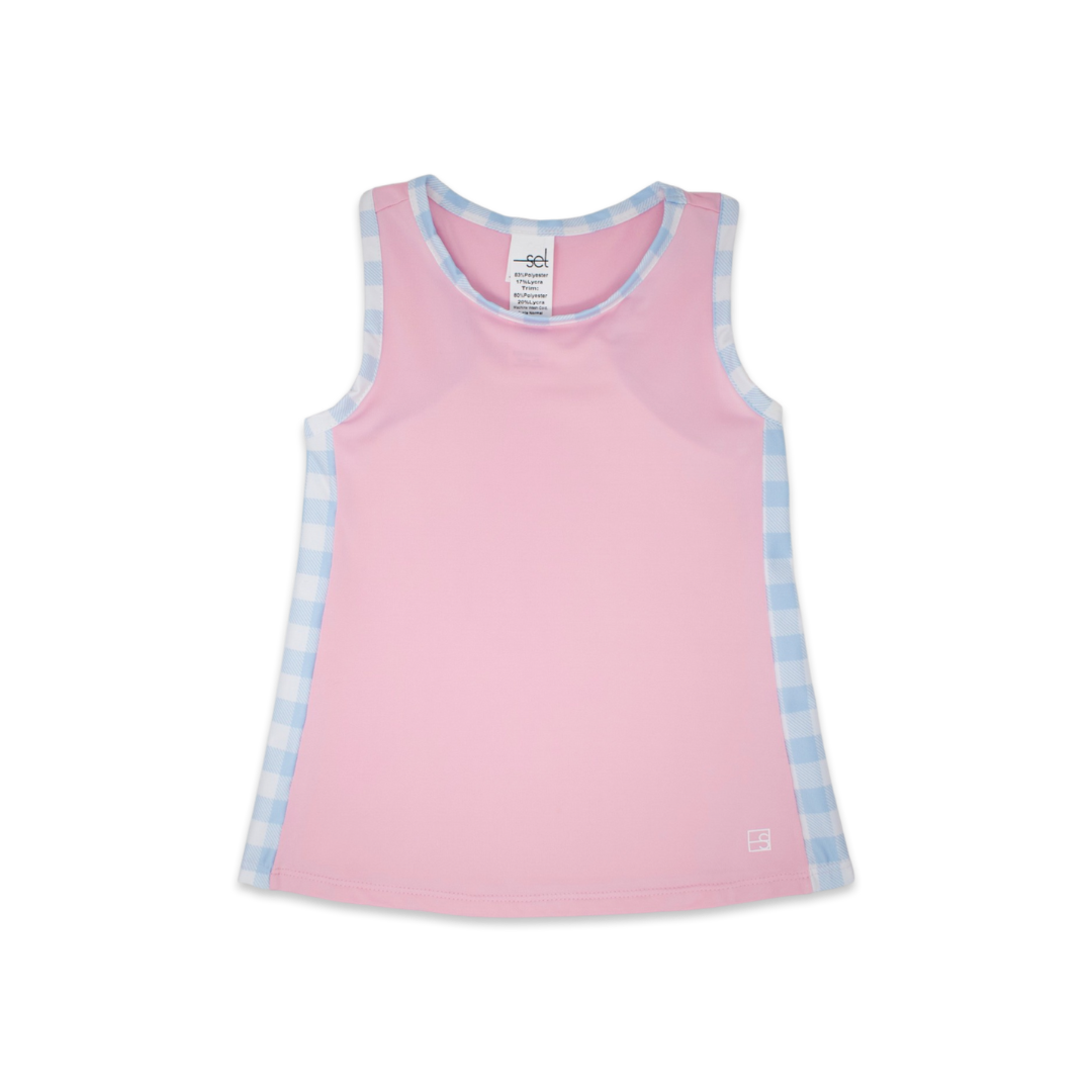 Riley Tank - Pink/Blue Check