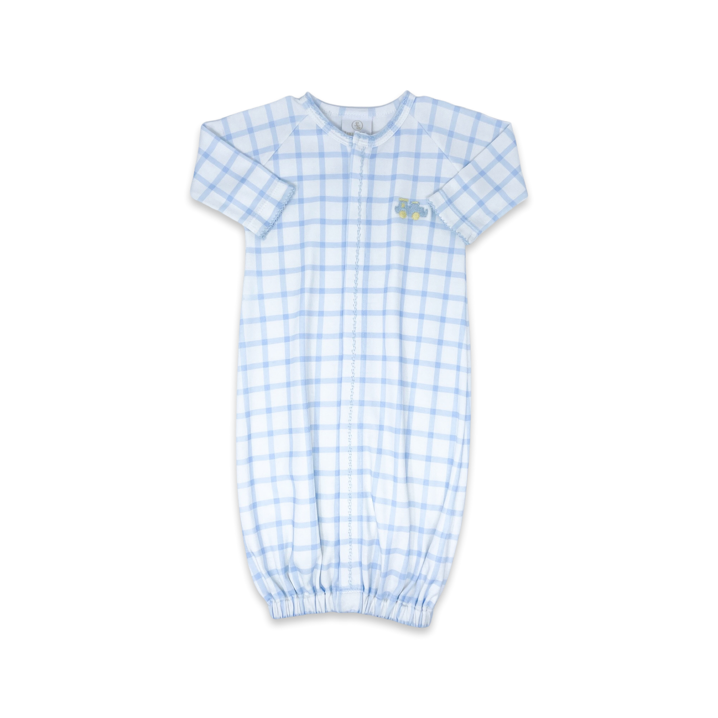 Snuggle Me Saque - Whales Blue Windowpane