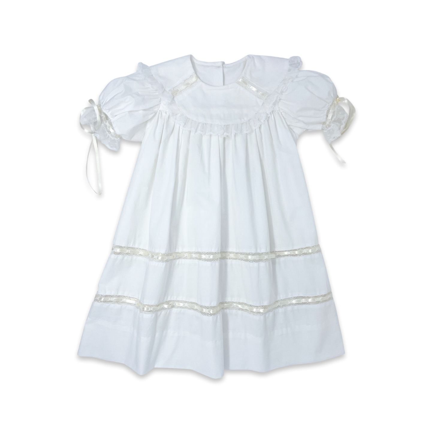 Donahue Dress - Blessings White Batiste, Ecru Ribbon