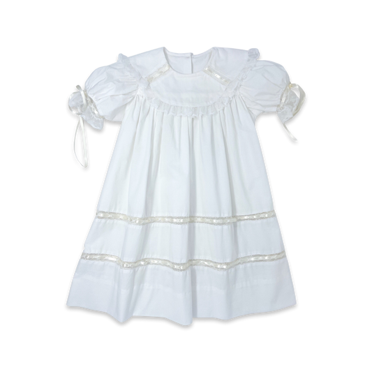 Donahue Dress - Blessings White Batiste, Ecru Ribbon