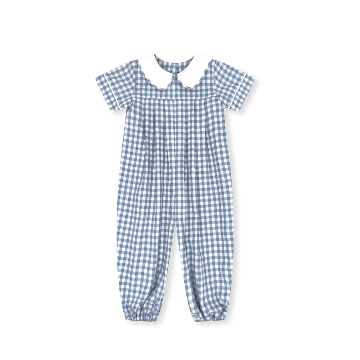 Precious Pleated Romper Stone Blue Check