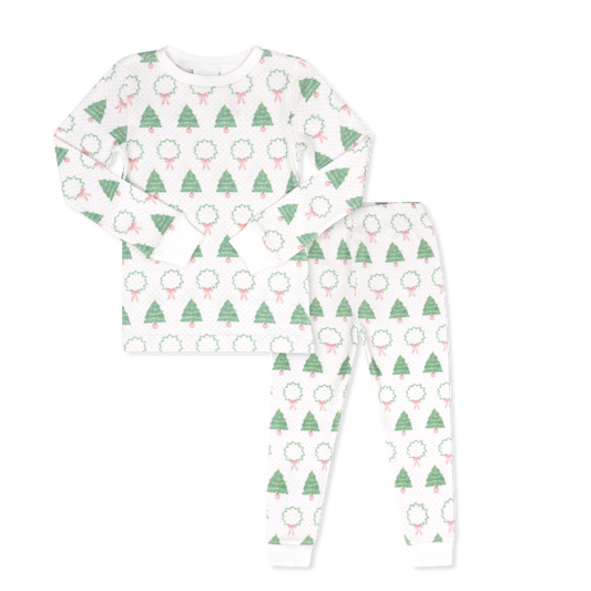 Sweet Pea PJ Set White - Oh Christmas Tree