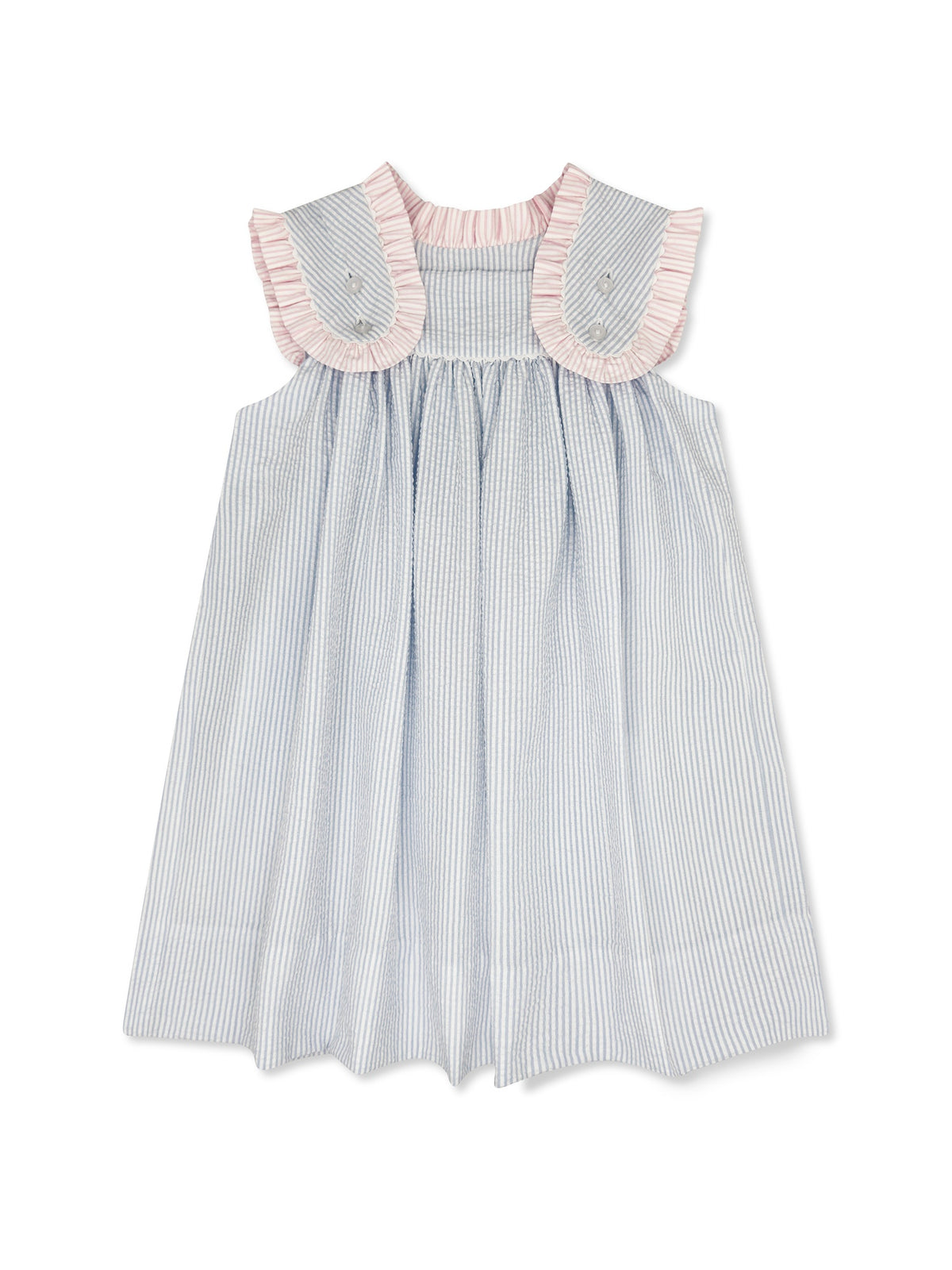 Frances Flap Dress - Simply Blue/Pink Seersucker