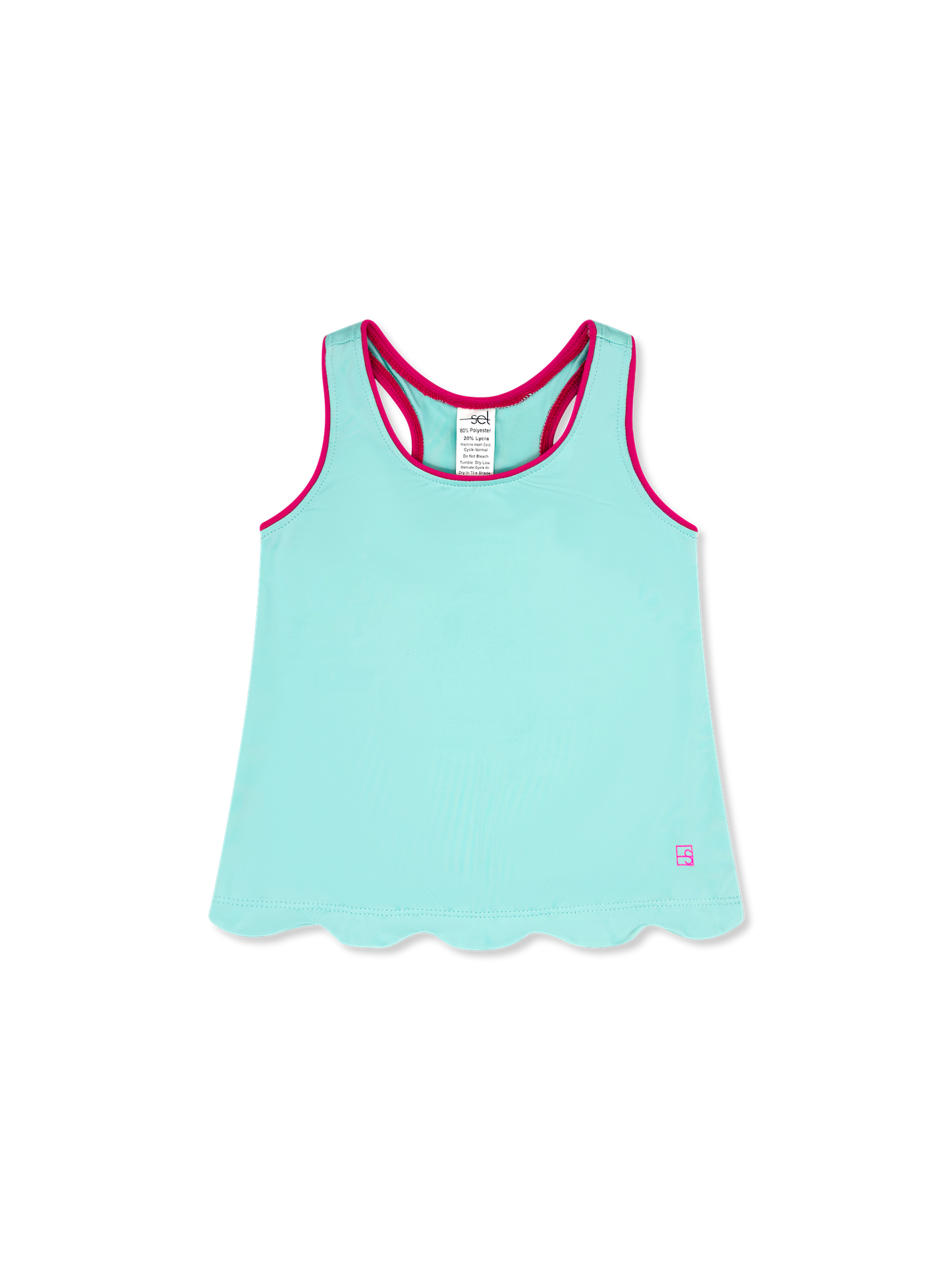 Anna Scallop Tank - Totally Turquoise, Power Pink