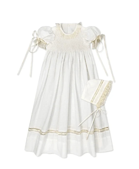 Margaret Daygown. - White Swiss Dot with Ecru Lace