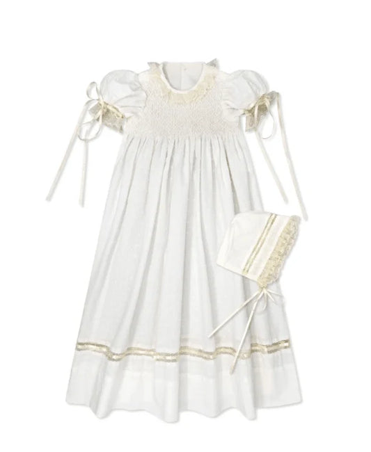 Margaret Daygown. - White Swiss Dot with Ecru Lace