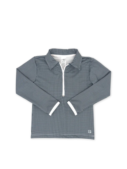 Henry Half Zip - Nantucket Navy Minigingham