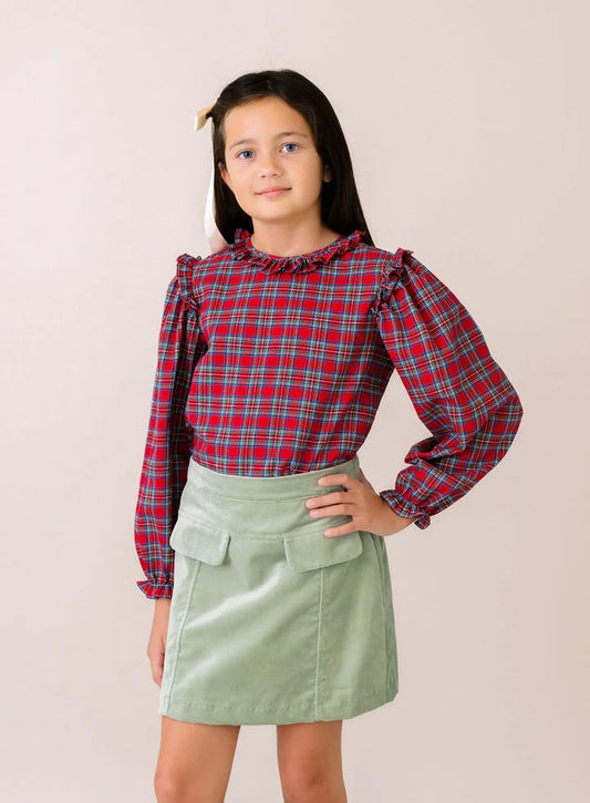 Claire Skirt - Leyland Green Velvet