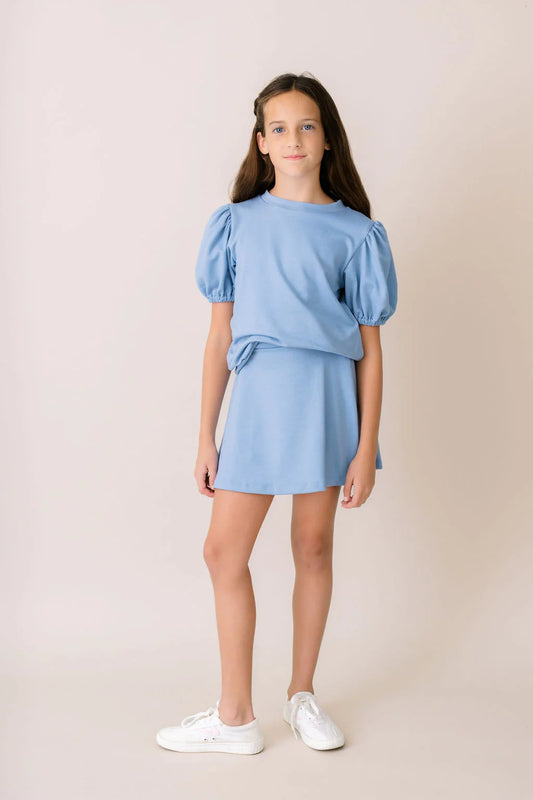 Jane Blouse - Lake Blue Knit