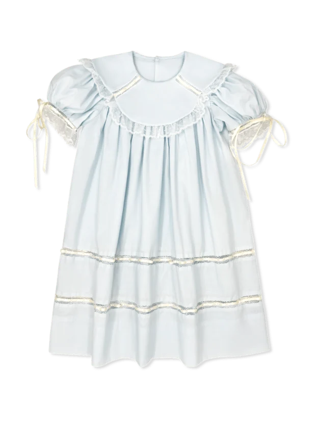 Donahue Dress Blessings Blue with Ecru