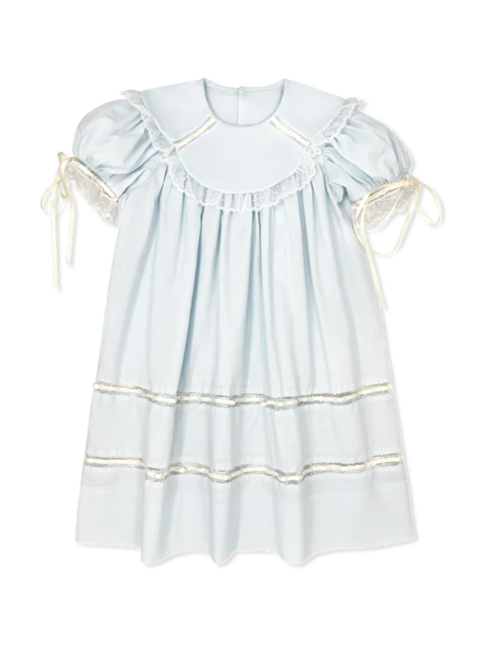 Donahue Dress Blessings Blue with Ecru