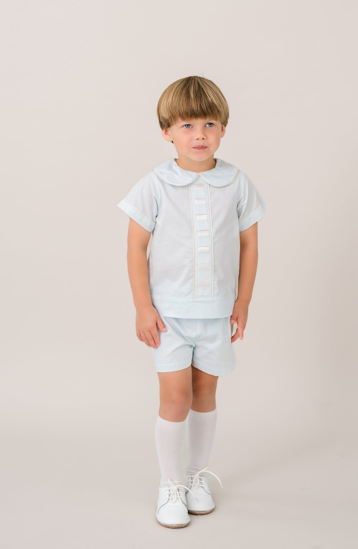 Nate Short Set Blessings Blue with Ecru