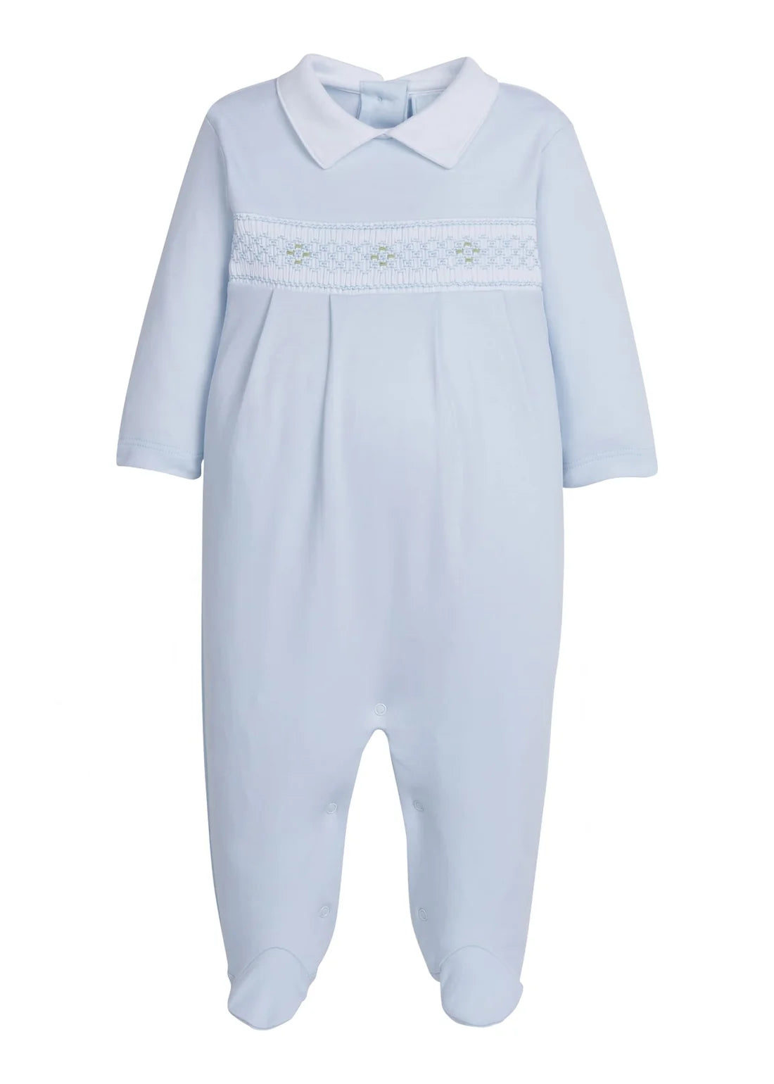Smocked Footie - Blue Geo