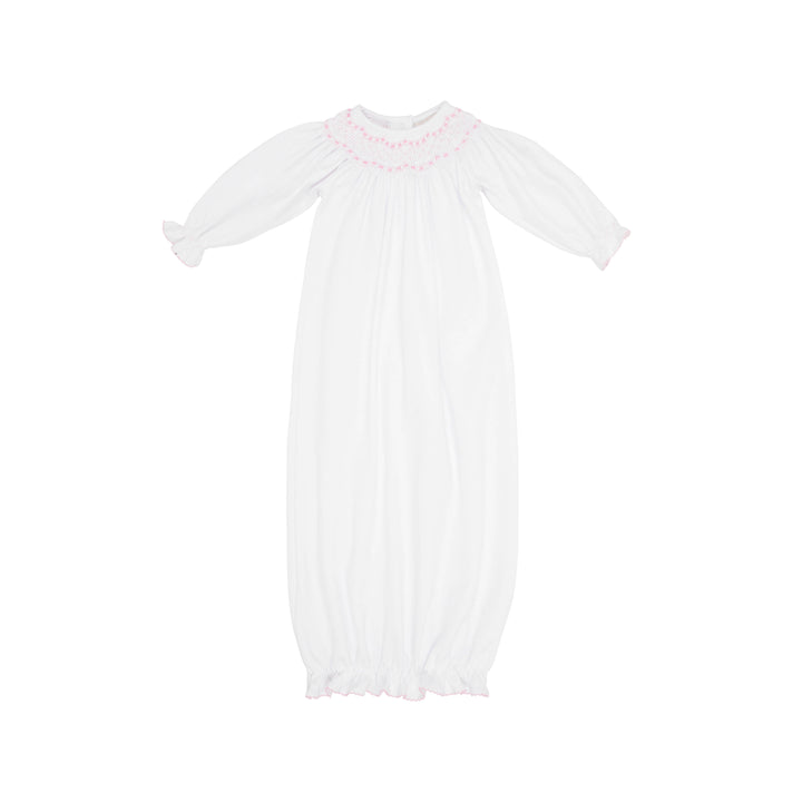 Sweetly Smocked Greeting Gown - White/Pink
