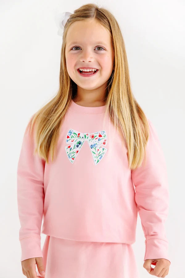 Cassidy Comfy Crewneck- Sandpearl Pink Floral Bow