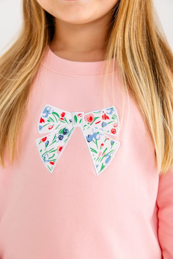Cassidy Comfy Crewneck- Sandpearl Pink Floral Bow