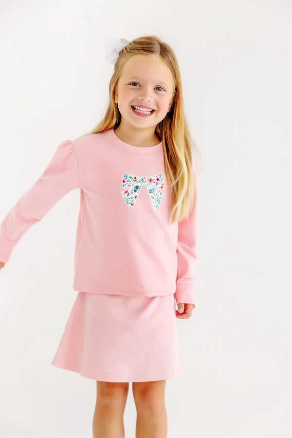 Cassidy Comfy Crewneck- Sandpearl Pink Floral Bow