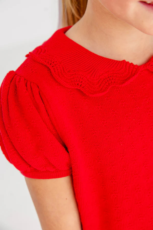 Short Sleeve Maude's Sweater Richmond Red