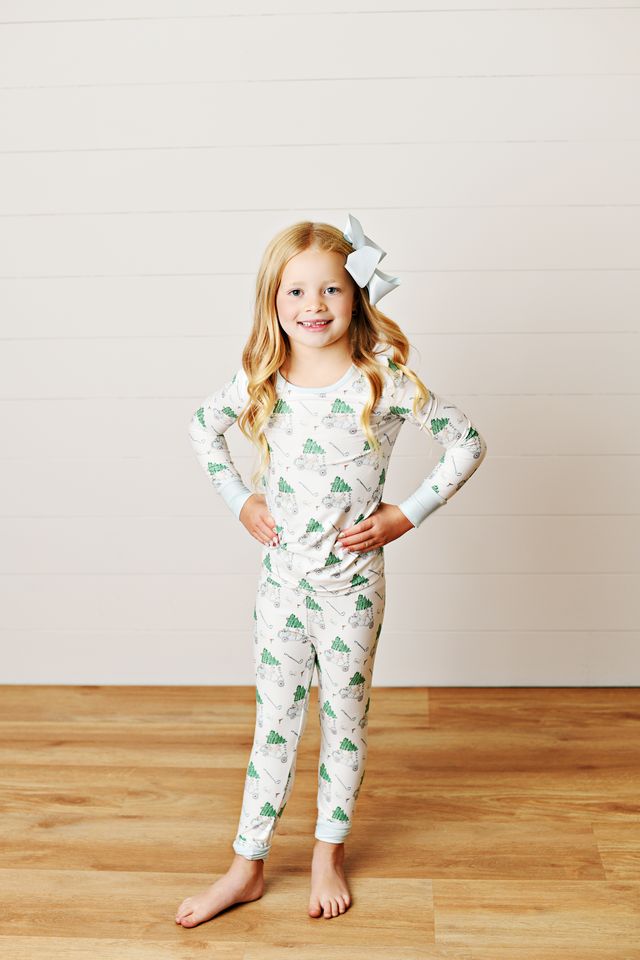 Butterknit 2PC PJ- Blue Golf Cart Tree