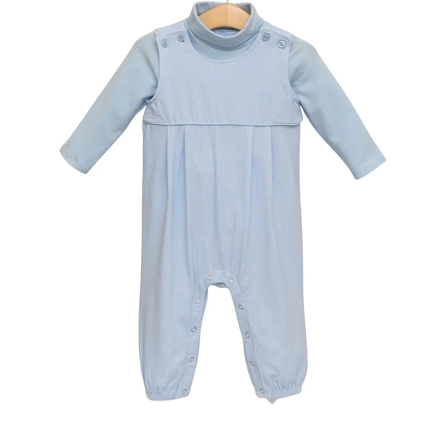 Archie Jon Jon Set- Light Blue Microgingham