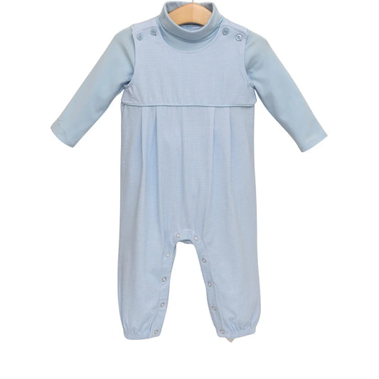Archie Jon Jon Set- Light Blue Microgingham
