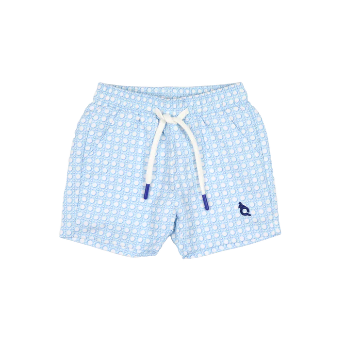Blue Cane Lattice Swim Trunk