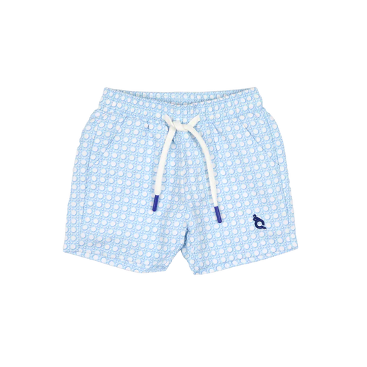 Blue Cane Lattice Swim Trunk