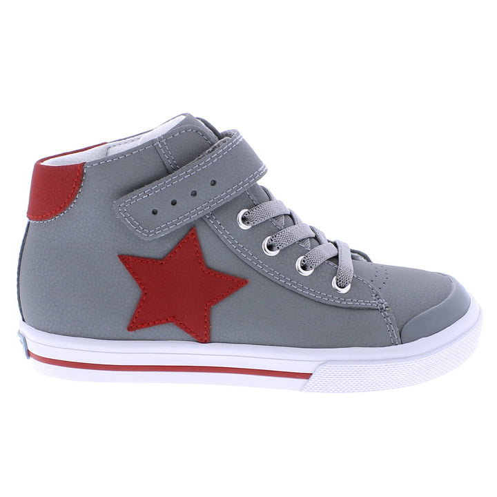 Riley Gray/Red Leather High Top