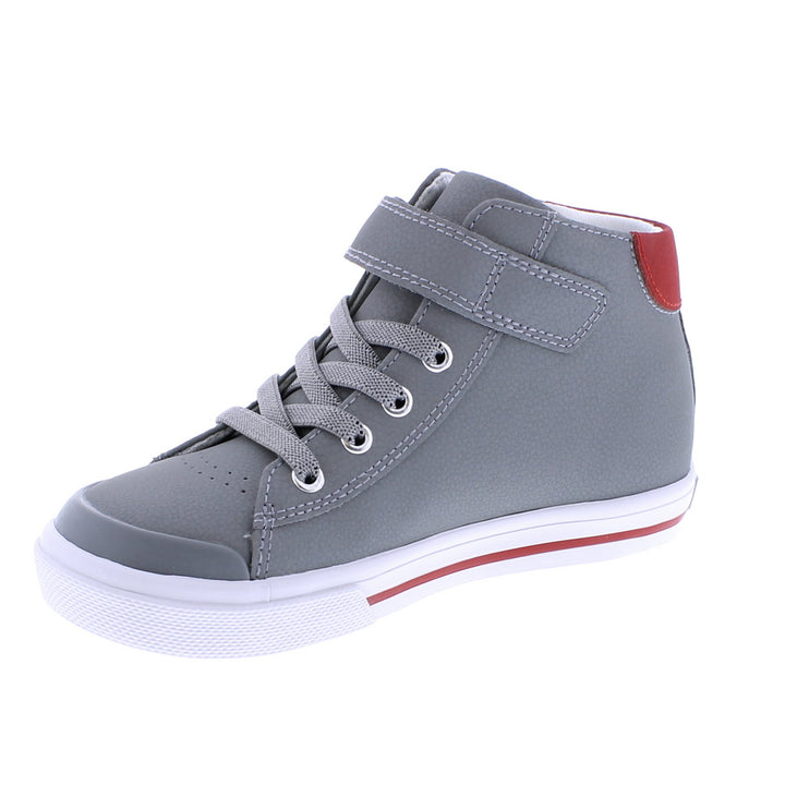 Riley Gray/Red Leather High Top